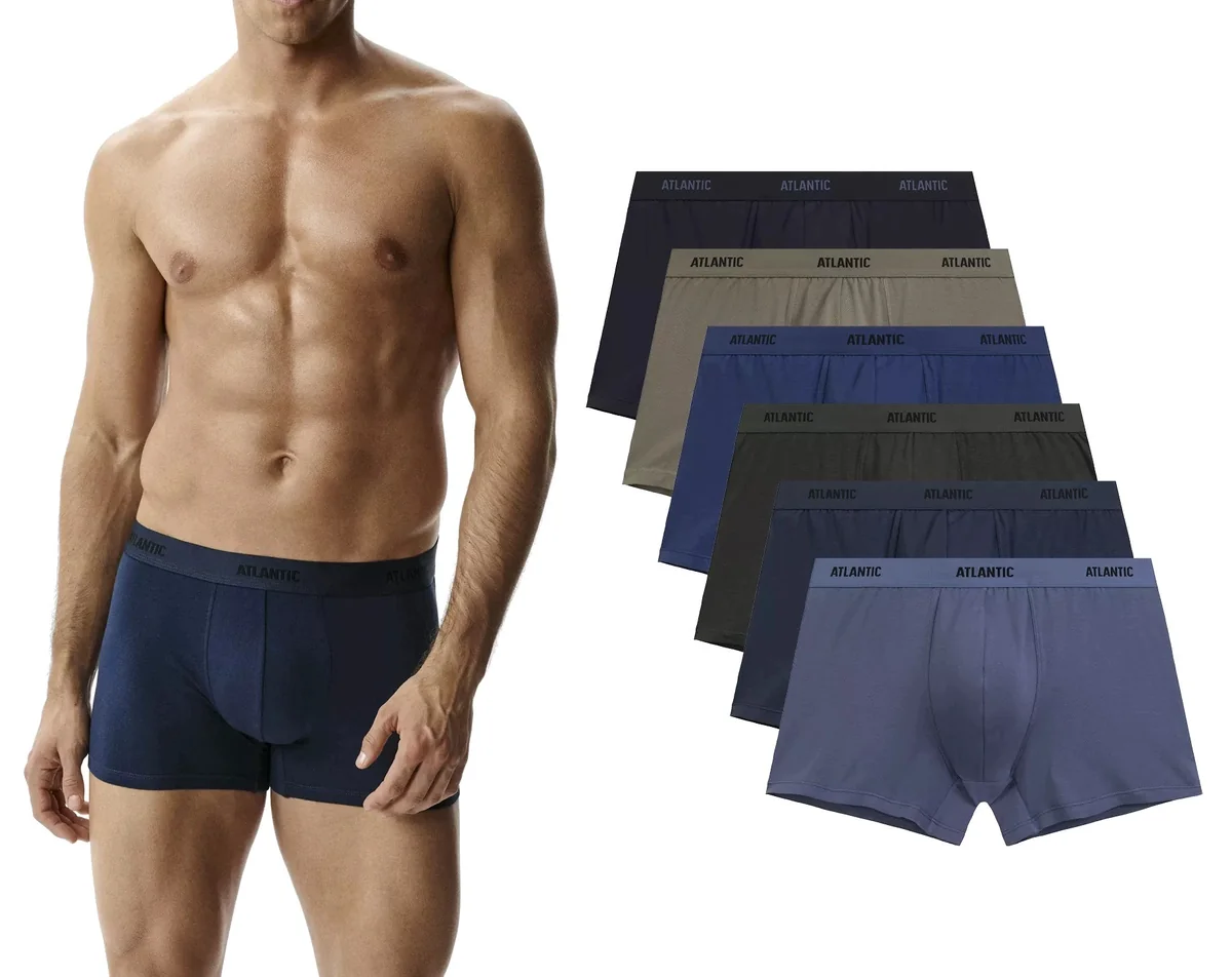 ATLANTIC Bokserki męskie klasyczne bawełniane 6SMH-004-INDZ/SZAC 6-PACK XL
