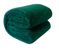 Koce - Duży miękki koc pled narzuta 200x220 cm ciemny zielony - miniaturka - grafika 1