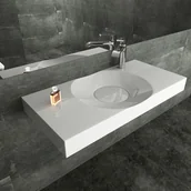 Umywalki - Bernstein Umywalka ścienna / nablatowa BS6059 – 100x48x10 cm – biały połysk - miniaturka - grafika 1