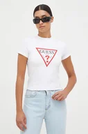 Koszulki sportowe damskie - Guess t-shirt damski kolor biały - miniaturka - grafika 1