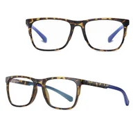 Okulary korekcyjne, oprawki, szkła - Męskie okulary zerówki z filtrem Blue Light i Antyrefleks do komputera 25170C panterka/niebieski - miniaturka - grafika 1