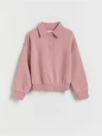 Bluzki dla dziewczynek - Reserved - Bluza z kołnierzem - brudny róż - miniaturka - grafika 1
