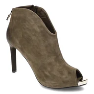 Botki damskie - Zielone Botki Carinii Damskie Buty Na Obcasie - miniaturka - grafika 1