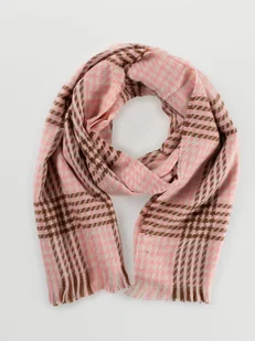 Różowy szalik w kratkę - Apaszki i szaliki damskie - miniaturka - grafika 1