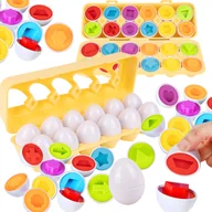 Układanki dla dzieci - Układanka Dopasuj Jajka Kształty Sorter Montessori 12szt - miniaturka - grafika 1