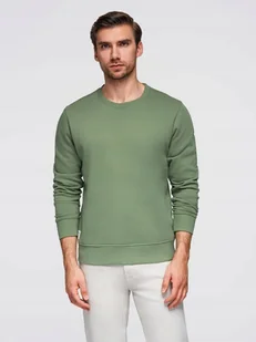 Męska bluza dresowa BASIC z okrągłym dekoltem - zielona V3 OM-SSBN-0175 S - Bluzy męskie - miniaturka - grafika 1