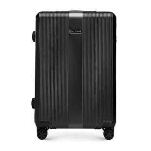 Średnia walizka z polikarbonu w tłoczenia czarna - Walizki Średnia walizka z polikarbonu w tłoczenia czarna - Walizki - miniaturka - grafika 1