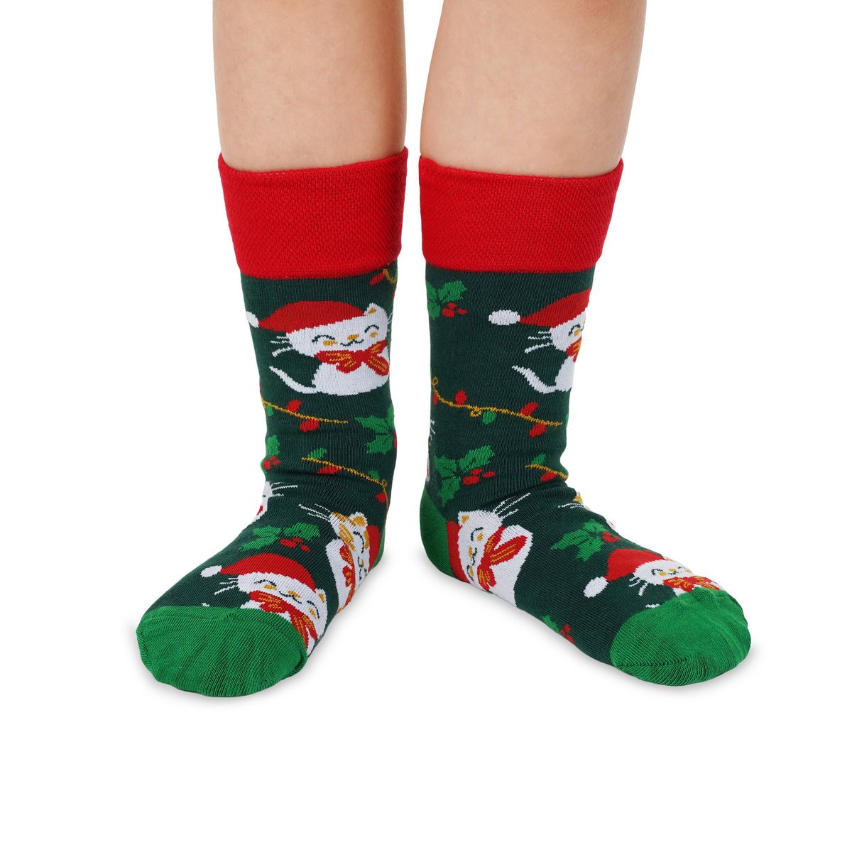 Skarpetki świąteczne w kotki 32-34 świąteczne skarpetki dziecięce w kotki