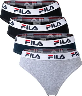 Majtki damskie FILA - 4-pak majtek, logo w pasie, bawełna elastyczna, jednokolorowe czarny/szary/granatowy XS - Majtki damskie - miniaturka - grafika 1