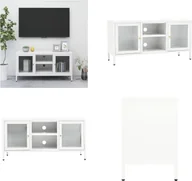 Szafki RTV - vidaXL Szafka pod TV biała 105x35x52 cm stal i szkło - Szafka pod TV - Szafki pod TV - Podstawa pod TV - Podstawa pod TV - miniaturka - grafika 1