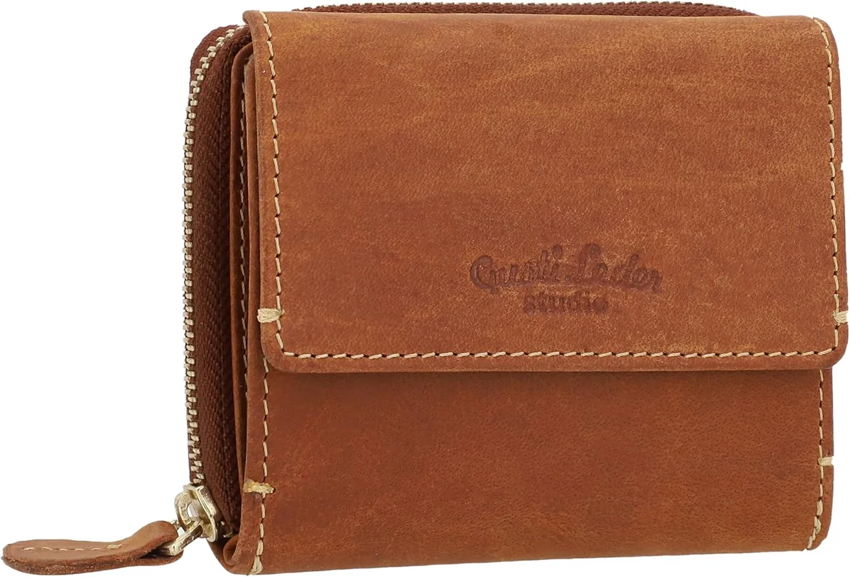 PORTFEL DAMSKI SKÓRZANY 10.5X8.5X3CM BRĄZOWY RETRO RFID