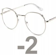 Okulary korekcyjne, oprawki, szkła - Okulary metal korekcyjne minusy kocie uszy -2 - miniaturka - grafika 1