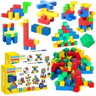 Układanki dla dzieci - Klocki Magnetyczne KOSTKI 3D Budowlane Konstrukcyjne Kolorowe Magnesy Układanka 138 elementów - miniaturka - grafika 1