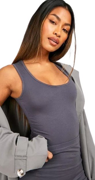 BOOHOO BODY DAMSKIE BRĄZOWE GŁADKIE BASIC M YFN