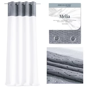 Firana MELIA kolor biały przelotki przelotki srebrne woal, plecionka 140x270 ameliahome - SCURT/AH/MELIA/EYELETS/140X270 - Firany - miniaturka - grafika 1