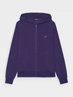 Bluzy sportowe damskie - Damska bluza dresowa rozpinana z kapturem 4F 4FWMM00TSWSF1763 - granatowa - miniaturka - grafika 1