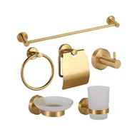 Wieszaki łazienkowe - Zestaw 6 wieszaków na ręczniki ze stali nierdzewnej, drążek i uchwyt na papier toaletowy, montaż wiertniczy, do łazienki - miniaturka - grafika 1