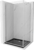Kabiny prysznicowe - Mexen Pretoria kabina prysznicowa uchylna 100x110 cm, transparent, chrom + brodzik Flat, czarny - 852-100-110-01-00-4070 - miniaturka - grafika 1