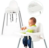 Krzesełka do karmienia - Krzesełko Do Karmienia Dla Dziecka Fotelik Tacka Białe - miniaturka - grafika 1