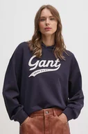 Bluzy damskie - Gant bluza bawełniana damska kolor granatowy z kapturem z aplikacją 4200489 - miniaturka - grafika 1