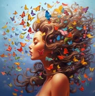 Zabawki kreatywne - Diamentowa Mozaika Kobieta Królowa Motyli 30x40 - miniaturka - grafika 1