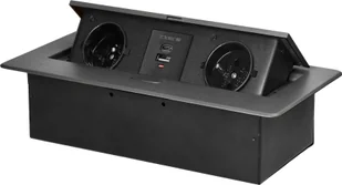 Orno Gniazdo meblowe Orno OR-GM-9034/GR wpuszczane w blat z płaskim frezowanym rantem i ładowarką USB, 2x2P+Z, 2xUSB typ A+C; 3,6A, grafitowe - Gniazdka elektryczne - miniaturka - grafika 1