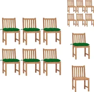 Fotele i krzesła ogrodowe - vidaXL Krzesła ogrodowe 6 szt. z poduszką z litego drewna tekowego - Krzesła ogrodowe - miniaturka - grafika 1