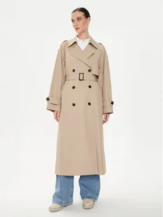 Tommy Hilfiger Trencz WW0WW43336 Beżowy Oversize - Płaszcze damskie - miniaturka - grafika 1