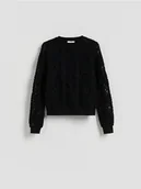 Bluzki damskie - Reserved - Koronkowa bluzka - czarny - miniaturka - grafika 1