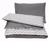 Pościel dla dzieci - Pościel dziecięca 90x120 dwustronna Duale Baby zygzak-szary z plecaczkiem - miniaturka - grafika 1