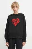 Bluzy damskie - Karl Lagerfeld bluza bawełniana damska kolor czarny z aplikacją A1W20045 - miniaturka - grafika 1