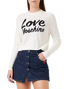Love Moschino Damska spódnica z guzikami, z logo, na co dzień, niebieski denim, 38 - Spódnice - miniaturka - grafika 1
