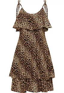 faina Sukienka z nadrukiem leoprint damska 19222826, beżowy Leo, M - Sukienki - miniaturka - grafika 1