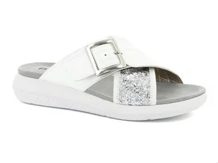 Wygodne klapki damskie ze złotą klamrą - Inblu TT-21, białe - Klapki i japonki damskie - miniaturka - grafika 1