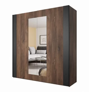 SIGMA - SZAFA drzwi przesuwne - Dąb Flagstaff z miedzianą nitką / czarny supermat - Szafy - miniaturka - grafika 1