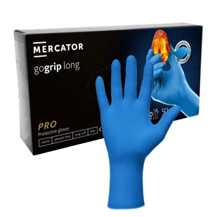 Rękawiczki nitrylowe L niebieskie Mercator Gogrip Long 50szt - Rękawiczki jednorazowe - miniaturka - grafika 1