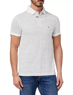 Koszulki męskie - Tommy Hilfiger Męska koszulka polo z mikronadrukiem, biały, 3XL - grafika 1