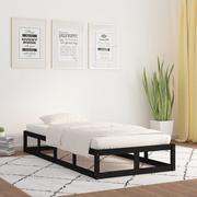 Łóżka - Lumarko Rama łóżka, czarna, 100 x 200 cm, lite drewno - miniaturka - grafika 1