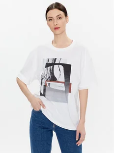 Calvin Klein T-Shirt Photo Print Graphic K20K204995 Biały Relaxed Fit - Koszulki i topy damskie - miniaturka - grafika 1
