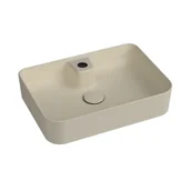 Umywalki - Massi Umywalka ceramiczna nablatowa beżowa z otworem na baterie 50 x 35 cm LERA Ivory - miniaturka - grafika 1