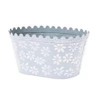 Donice - Osłonka metalowa na doniczkę Flowers niebieski, 22 x 11 x 14,5 cm - miniaturka - grafika 1