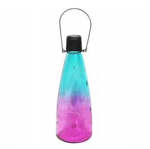 Lampka solarna butelka wisząca różowa niebieska - Lampy stojące - miniaturka - grafika 1