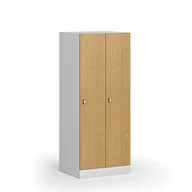 Szafki BHP - Szafa ubraniowa obniżona, 2-drzwiowa, 1500 x 600 x 500 mm, zamek obrotowy, drzwi laminowane, buk - miniaturka - grafika 1