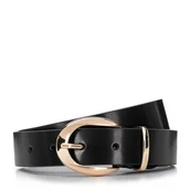 Paski - Damski pasek z owalną klamrą czarny - miniaturka - grafika 1