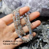 Inne - TEMU Naturalne Koraliki z Labradoritu, Kwadratowe Koraliki Przekładki 4mm do Tworzenia Biżuterii DIY - Idealne do Bransoletek i Naszyjników - miniaturka - grafika 1