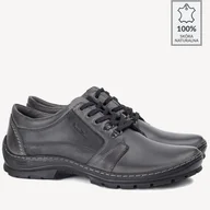 Półbuty męskie - Skórzane półbuty z czarnymi wstawkami Carlos szare - BRILU - miniaturka - grafika 1