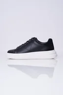 Sneakersy męskie - Sneakersy czarne skórzane z białą podeszwą Elba Guess FMPVIBSUE12 43 - miniaturka - grafika 1