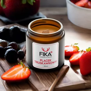 Świece - FIKA Candles - Świeca sojowa - Placek truskawkowy - 120 ml - grafika 1