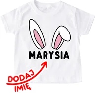 Koszulki dla dziewczynek - Koszulka z uszkami królika i imieniem - miniaturka - grafika 1