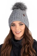Czapki damskie - Vivisence czapka zimowa z bobble damska rozmiar uniwersalny - Ciepła na zimę i jesień Elegancka czapka z bobble nakrycie głowy damska klasyczna czapka - jasnoszara - miniaturka - grafika 1